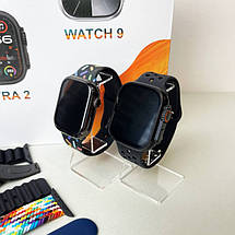 Розумний смарт годинник з бездротовими навушниками I60 Ultra 2 + Watch 9 + Pro 2 bluetooth з ремінцями Чорний, фото 4
