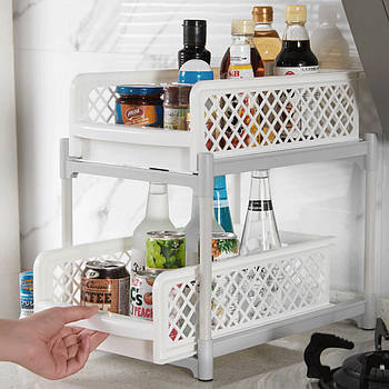 Органайзер дворівневий з висувними ящиками, 38x33x15см / Пластиковий органайзер для кухні