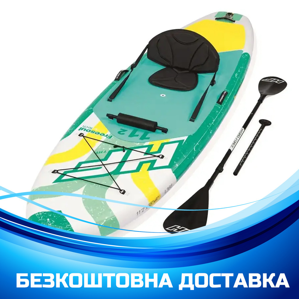 Дошка для SUP серфінгу BESTWAY SUP-БОРД 65310 Жовто-зелена (340-89-15 см) | Надувна дошка для серфінгу, фото 1