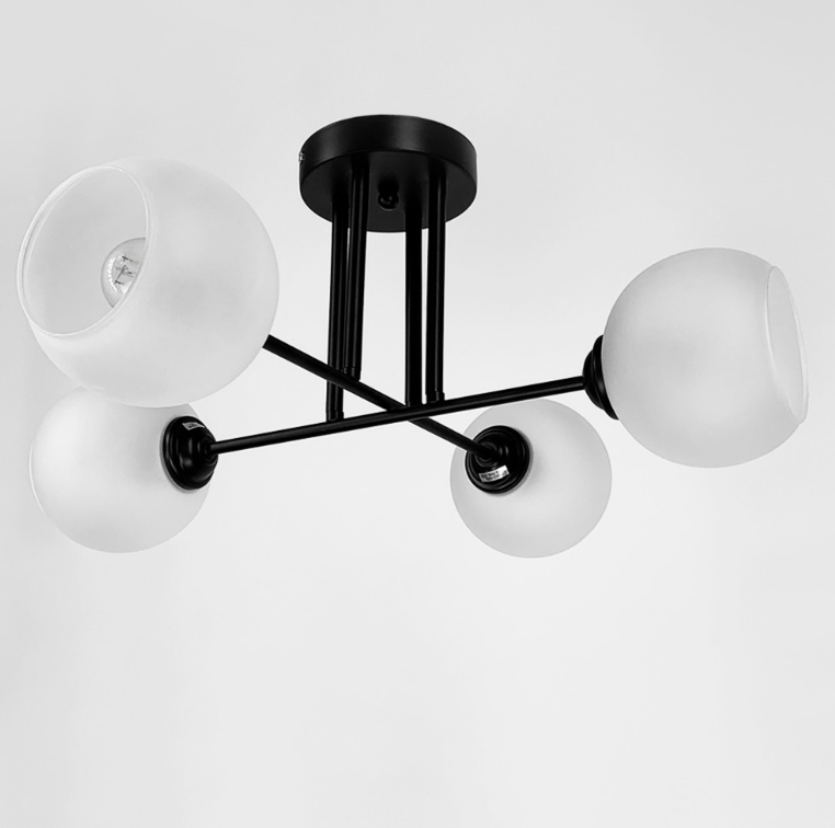 СУЧАСНА ПЛАФОННА ЛЮСТРА В ЧОРНОМУ КОРПУСІ НА 4 ЛАМПИ 4222/4G, фото 1