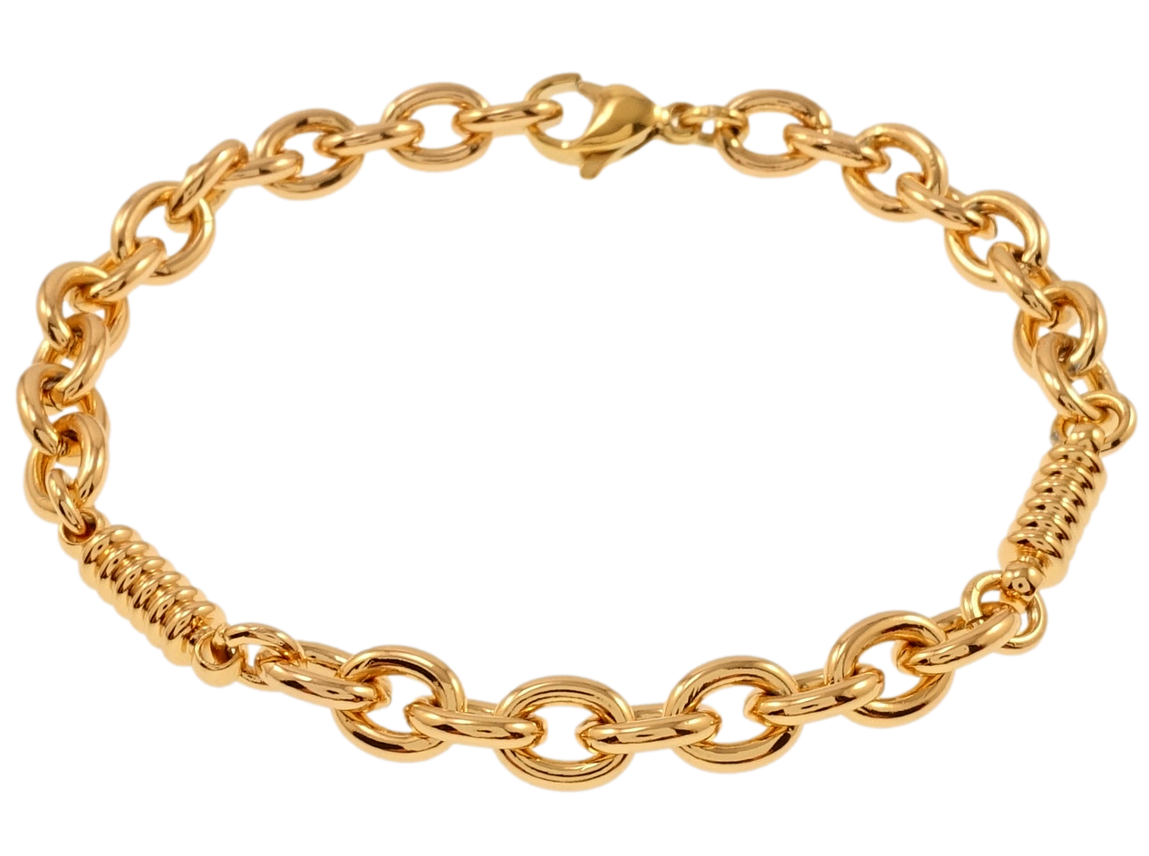 Браслет Xuping Позолота 18K "Якірне Плетіння з декоративними вставками" довжина 18.5см х 4-6мм