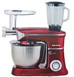 Потужна кухонна машина 3 в 1 з блендером та м'ясорубкою Rainberg 4200 Вт Тістоміс М'ясорубка Блендер (червоний), фото 6