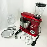 Потужна кухонна машина 3 в 1 з блендером та м'ясорубкою Rainberg 4200 Вт Тістоміс М'ясорубка Блендер (червоний), фото 9
