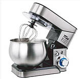 Потужний планетарний кухонний комбайн 3 в 1 міксер тістоміс Zepline нержавіюча сталь 3500 Вт з чашею на 6 л, фото 3
