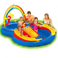 Надувний ігровий центр Intex 57453 Веселка, 297 х 193 х 135 см, з кульками 16 шт, гірка, 2 басейни