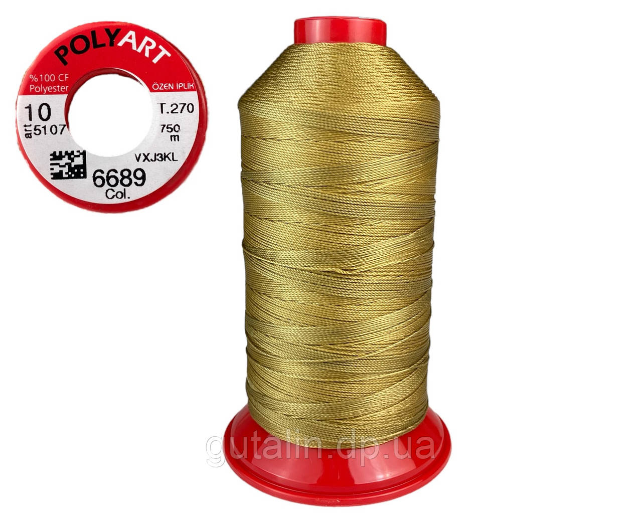 Нитка поліестер POLYART(ПОЛІАРТ) N10 колір #6689 гірчичний 750м (ОРИГІНАЛ, ТУРЕЧЧИНА)