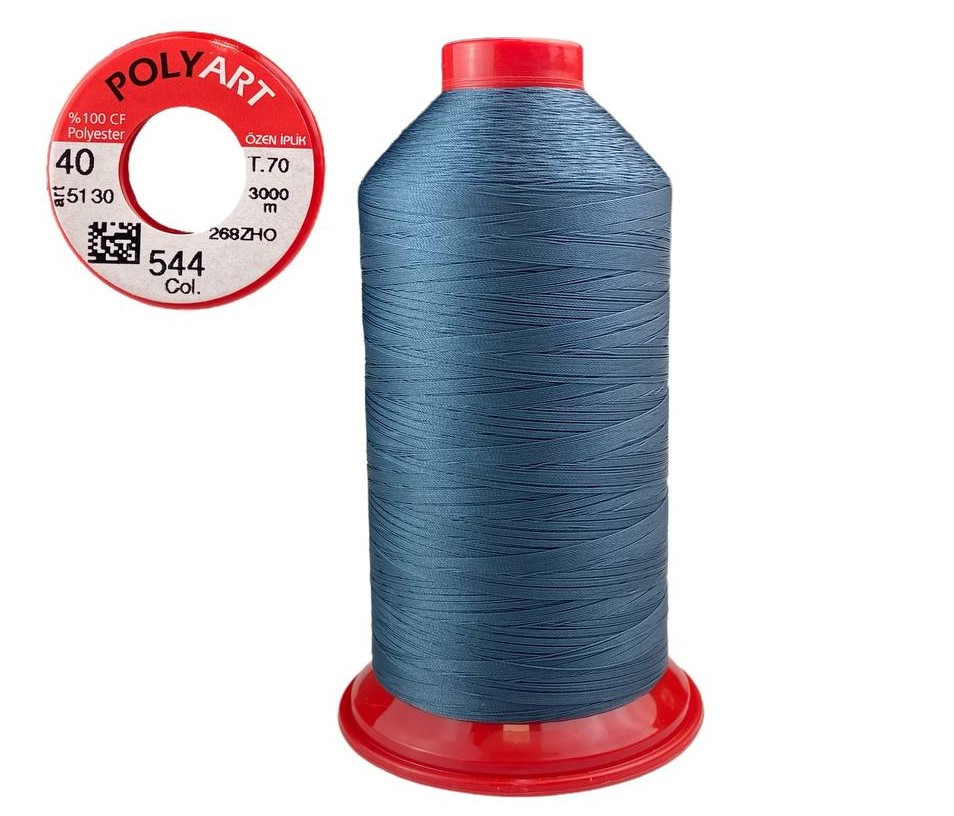 Нитка поліестер POLYART(ПОЛІАРТ) N40 колір #544 сіро-синій 3000м (ОРИГІНАЛ, ТУРЕЧЧИНА), фото 1