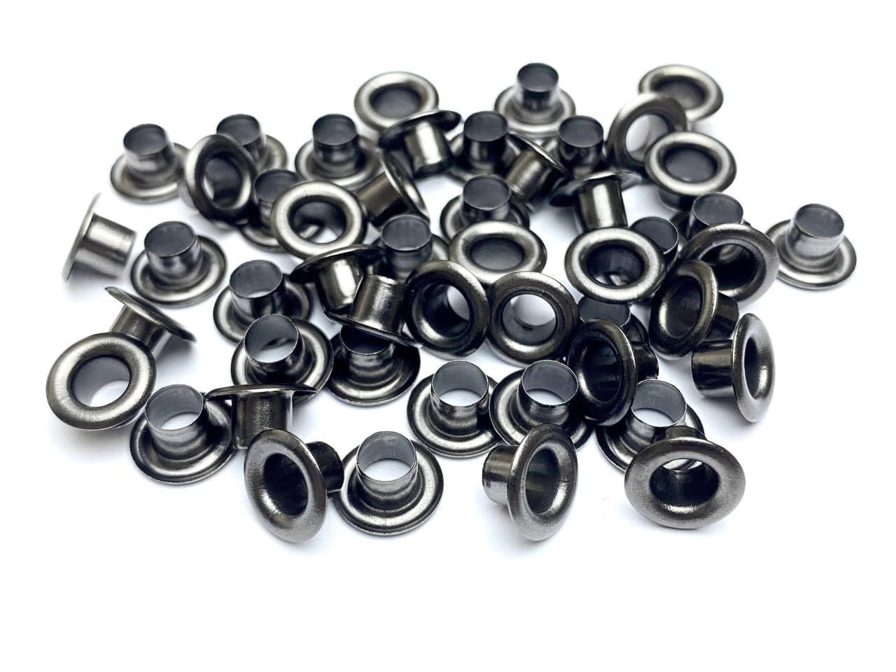 Люверс/блочка неіржавка сталь 5 мм. Туреччина колір темний-нікель (100 шт. в пакованні), фото 1