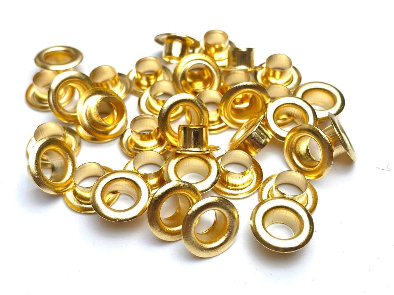 Люверс/блочка неіржавка сталь 6 мм. Туреччина колір золото (100 шт. в упаковці), фото 1