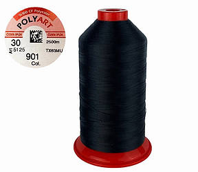 Нитка поліестер POLYART(ПОЛІАРТ) N30 колір #901 чорний 2500м (ОРИГІНАЛ, ТУРЕЧЧИНА)
