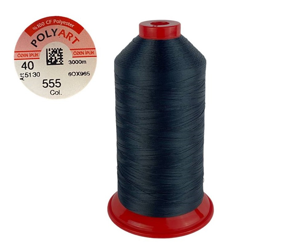 Нитка поліестер POLYART(ПОЛІАРТ) N40 колір #555 темно-синій 3000м (ОРИГІНАЛ, ТУРЕЧЧИНА), фото 1