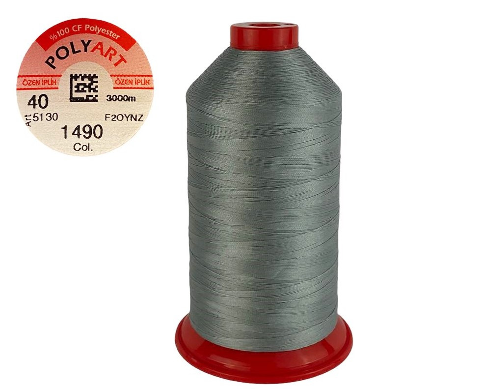 Нитка поліестер POLYART(ПОЛІАРТ) N40 колір #1490 сірий 3000м (ОРИГІНАЛ, ТУРЕЧЧИНА), фото 1