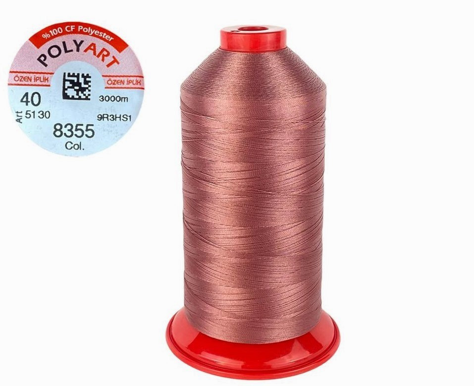 Нитка поліестер POLYART(ПОЛІАРТ) N40 колір #8355 грязно-рожевий 3000м (ОРИГІНАЛ, ТУРЕЧЧИНА), фото 1