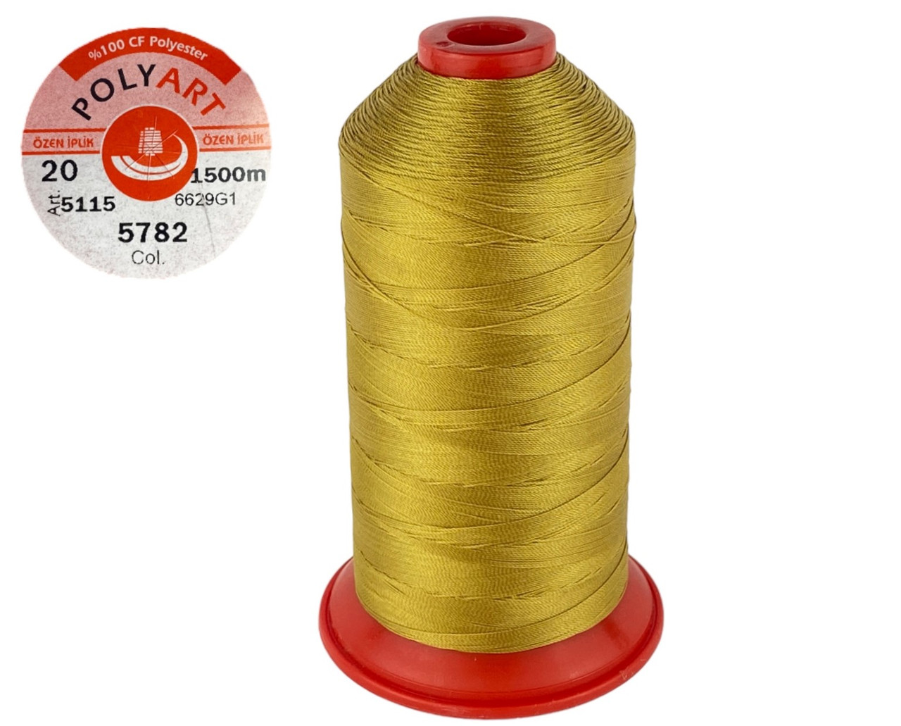 Нитка поліестер POLYART(ПОЛІАРТ) N20 колір #5782 гірчичний 1500м (ОРИГІНАЛ, ТУРЕЧЧИНА), фото 1