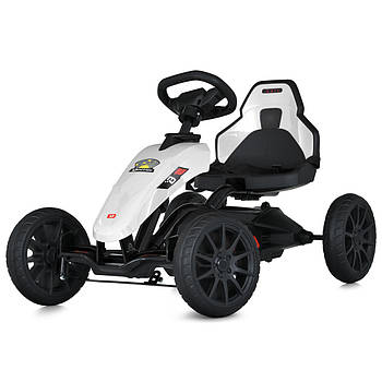 Дитячий педальний карт з ручним гальмом Bambi M 5779E-1 Білий Педальна машинка веломобіль