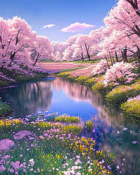 Картина мозаїка My Art Сакура в парку з голограмових страз (MRT-TNG1262) 40 х 50 см (На підрамнику)