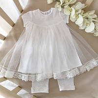 Літній костюмчик для Хрещення дівчинки "Діва Марія"  Білий колір, розмір 86