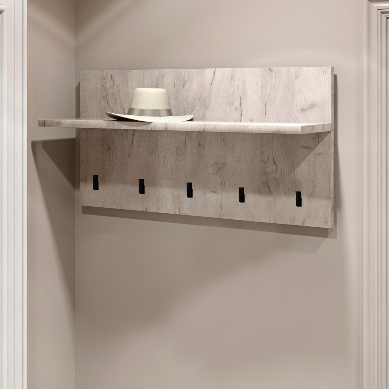 Вішалка на стіну Еверест Соната-800 80х40 см дуб крафт білий (DTM-2729), фото 1