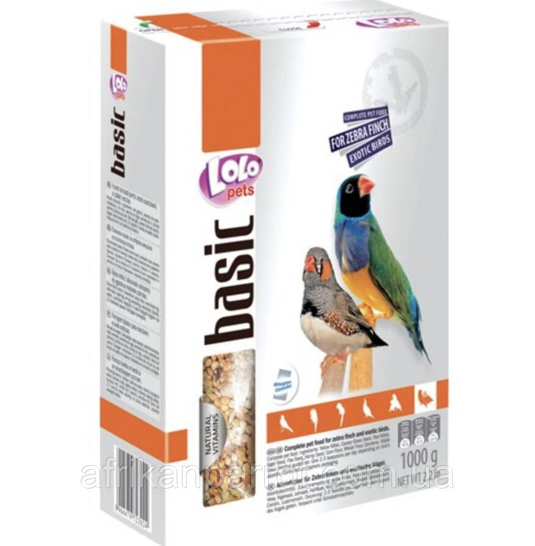 LoLo Pets for ZEBRA FINCH & EXOTIC BIRDS Повнораціонний корм для зебрових амадіні та екзотичних птахів 1000г, фото 1