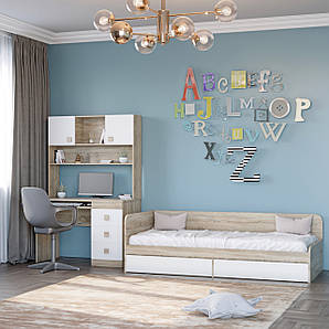 Спальня Дитяча Еверест Соната Комплект 9 (модульна - 3 елементи) дуб сонома + білий (DTM-2594)