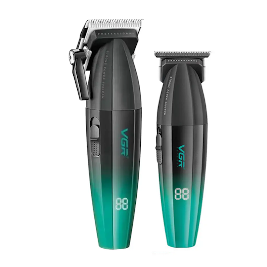 Набір для стрижки (Машинка + тример)VGR Professional Turbo Black&Green (V-003-GN+V-906-GN)