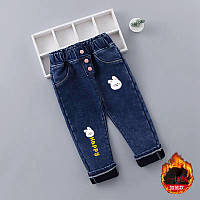 Детские теплые джинсы для девочки зимние джинсовые брюки на девочку джинс для детей