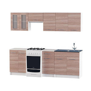 Кухня модульна Еверест Еко набір №5 ясень шимо темний+білий 2,3 м (DTM-2935)