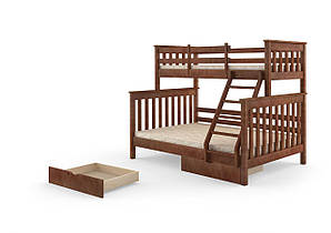 Двоярусне дитяче ліжко Mebigrand Скандинавія Горіх лісовий 140-90х200 см з ящиками (DMBG-2248)