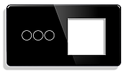 Сенсорний вимикач (3кл.) + Розетка з USB і Type-C 1DAL | Чорне Скло (G157D-SW3G-STUTC.BL), фото 3