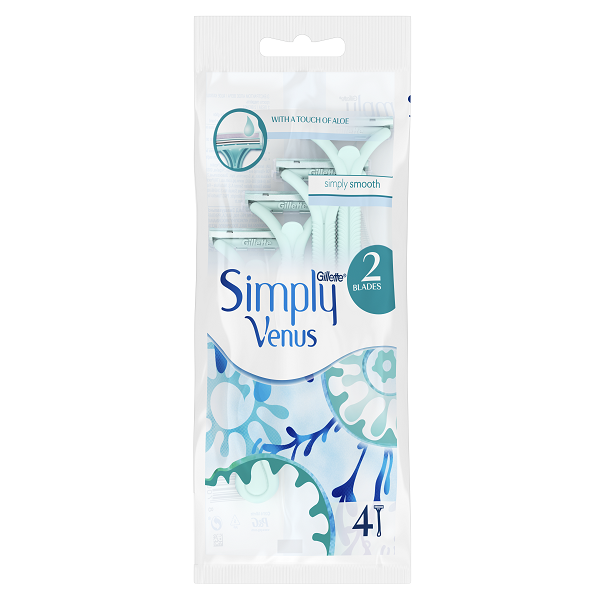 Одноразові бритви Gillette Simply Venus 2 для жінок 4 штуки, фото 1