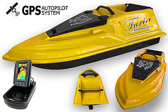 GPS  Cortex 6+1 Ехолот Toslon TF520 Кораблик для риболовлі Фурія Шторм Жовтий