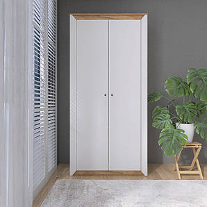 Шафа дводверна Еверест Нордік-990 Білий + Дуб крафт золотий (DTM-5535)