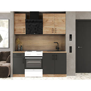 Кухня модульна Еверест Оптіма набір №1 Дуб крафт золотий+Антрацит 1,8 м (DTM-5690)