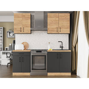 Кухня модульна Еверест Оптіма набір №2 Дуб крафт золотий+Антрацит 2 м (DTM-5695)