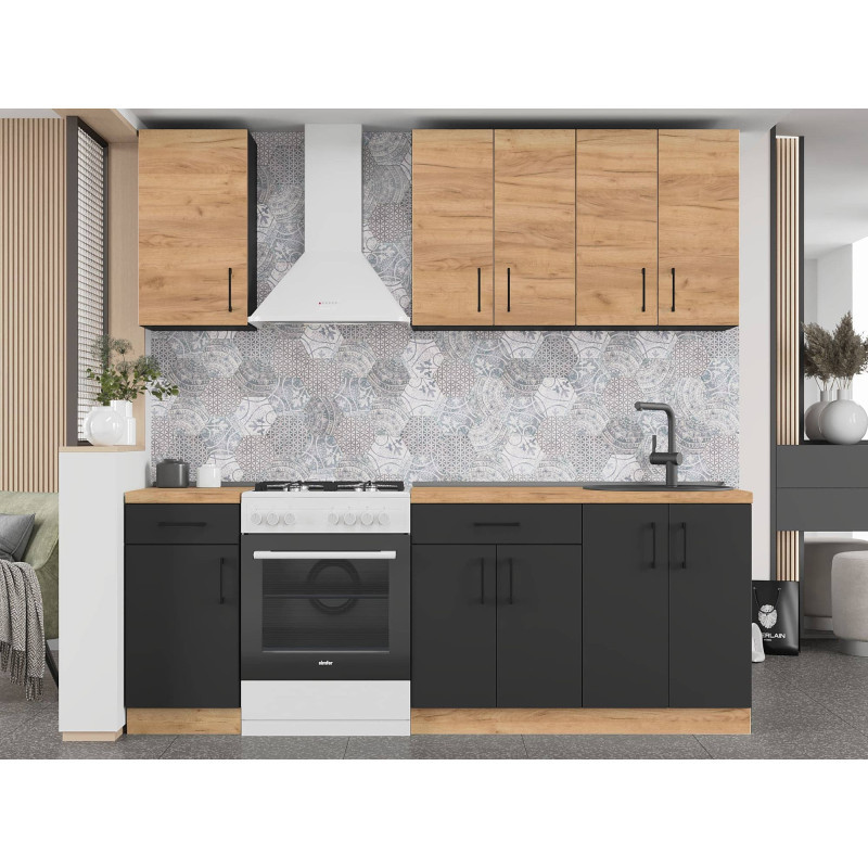 Кухня модульна Еверест Оптіма набір №4 Дуб крафт золотий+Антрацит 2,2 м (DTM-5705), фото 1