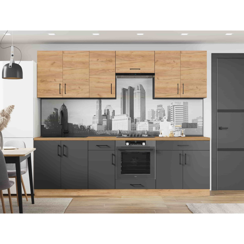 Кухня модульна Еверест Оптіма набір №6 Дуб крафт золотий+Антрацит 2,6 м (DTM-5716), фото 1