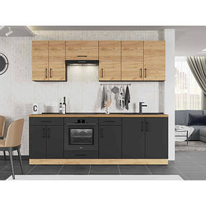 Кухня модульна Еверест Оптіма набір №7 Дуб крафт золотий+Антрацит 2,4 м (DTM-5720)