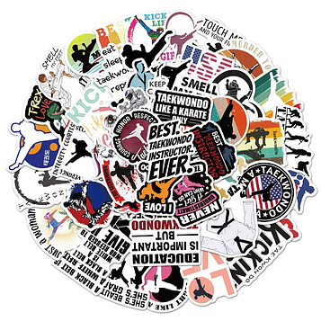 Водонепроникний вініловий стікер Taekwondo/Karate. Набір 50 штук
