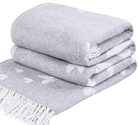 Плед Хлопковый 140X200 Бабочки Светло-Серый