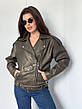 Куртка жіноча хакі з еко-шкіри oversize 42-46; 48-52 Rin4957-900, фото 7