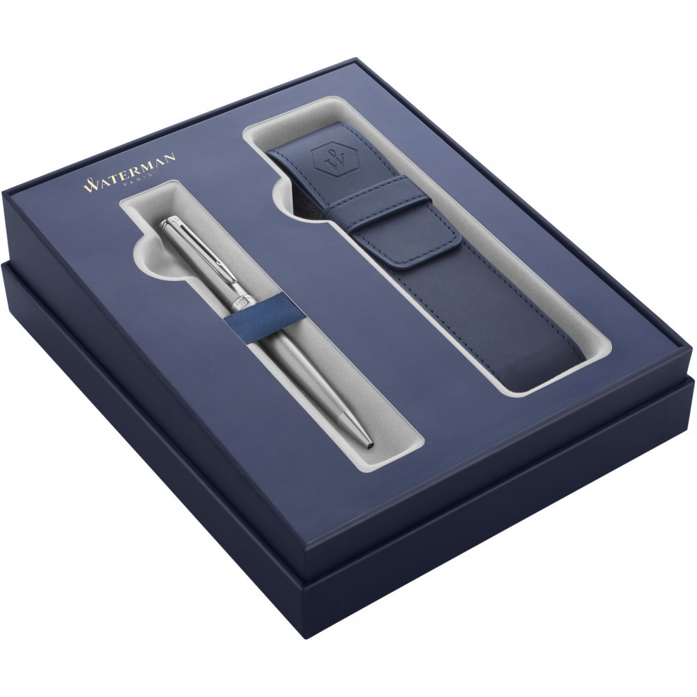 Набір Waterman HEMISPHERE Stainless Steel CT BP (кулькова ручка + чохол), фото 1