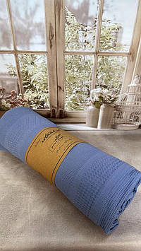 Вафельне літнє простирадло покривало-плед піке 160*235 см однотонне бавовняне м'яке натуральне Istanbul