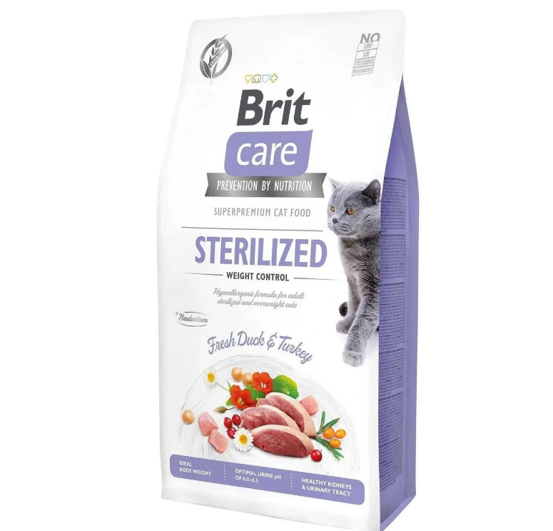 Brit Care Cat Sterilised & Weight Control сухий корм для стерилізованих котів контроль ваги 7 кг - фото 1 - id-p2289452355