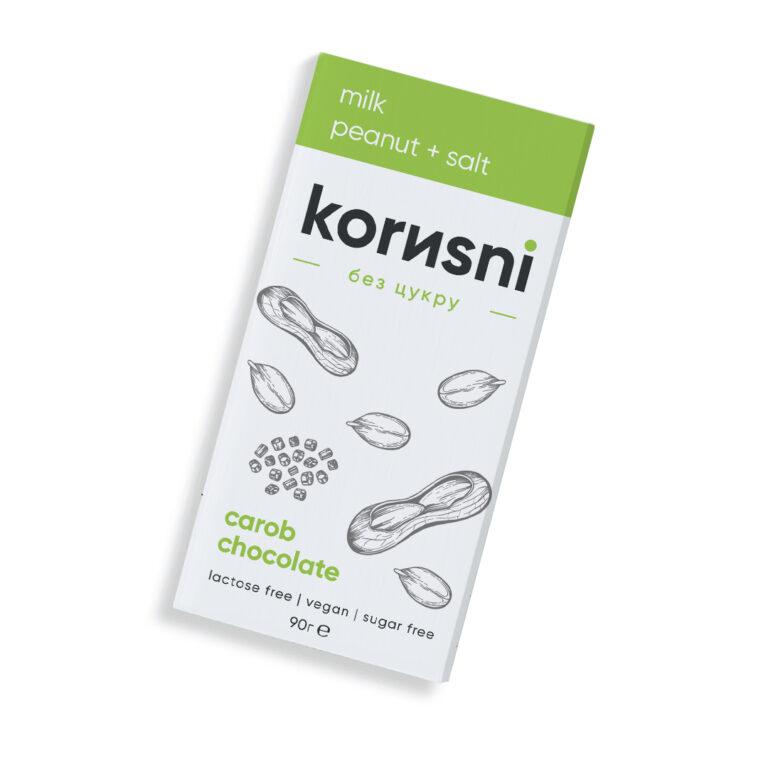 Молочний шоколад без цукру Арахіс Сіль ТМ “korusni”, 90 г