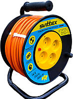 Подовжувач на котушці 40 м 2х1,5 мм2 ПВС 4 розетки з термозахистом SVITTEX