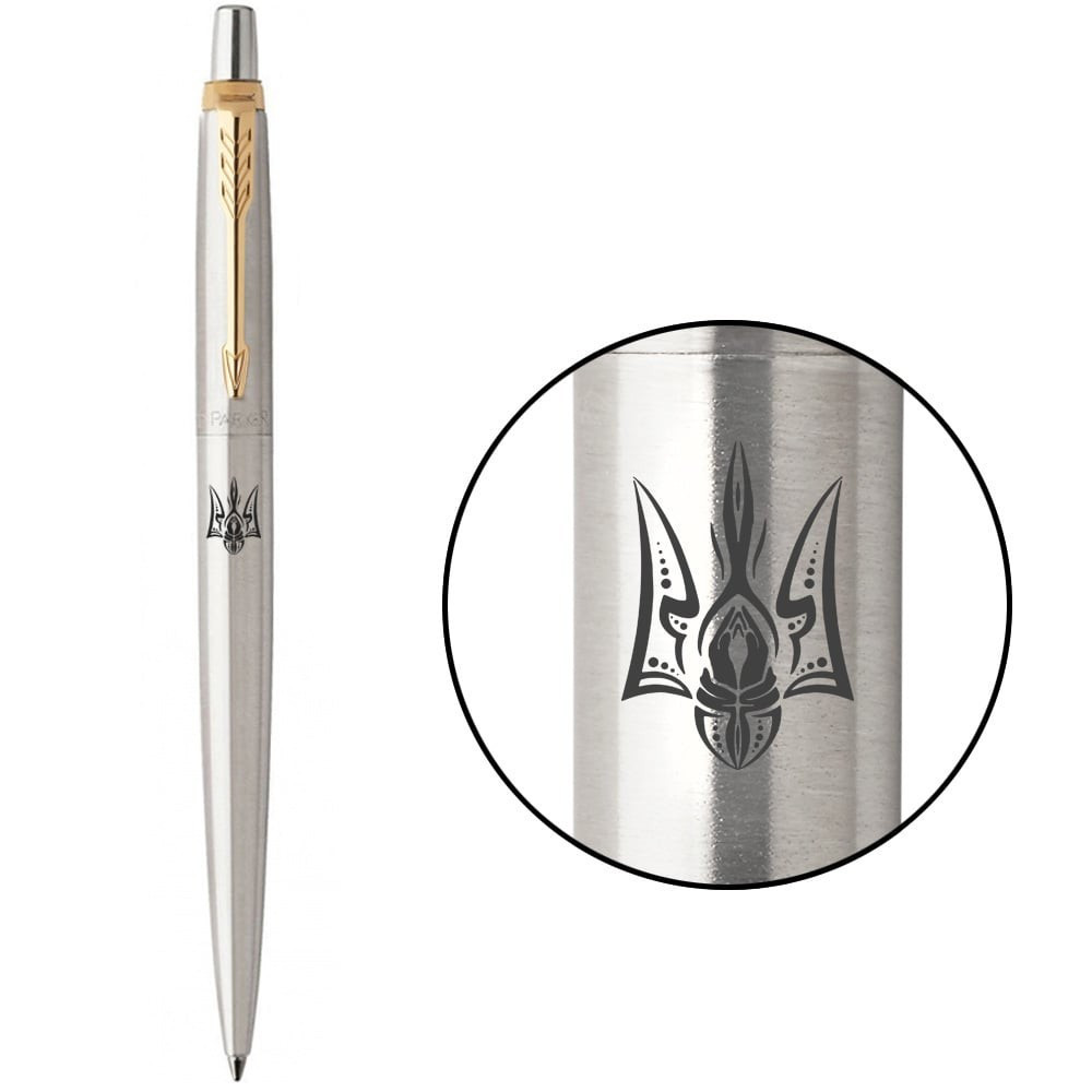 Ручка кулькова Parker JOTTER Stainless Steel GT BP Тризубєктish 16032_T064b, фото 1