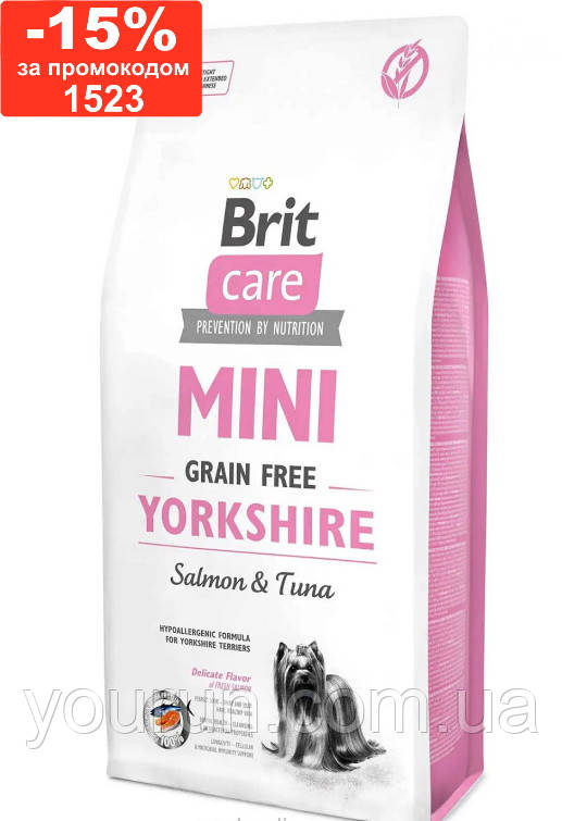 Brit Care Grain Free Mini Yorkshire Беззерновой корм з лососем і тунцем для йоркширських тер'єрів 7кг