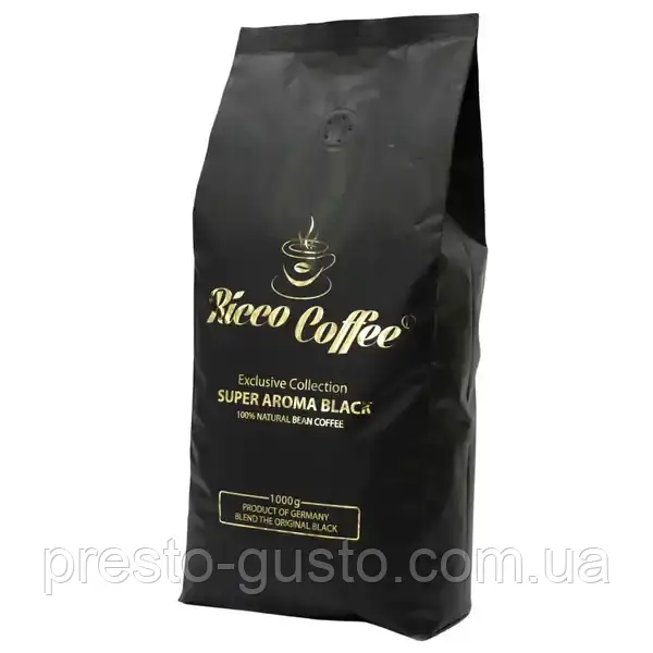 Кава в зернах Ricco Coffee Super Aroma Black 1 кг (60/40)