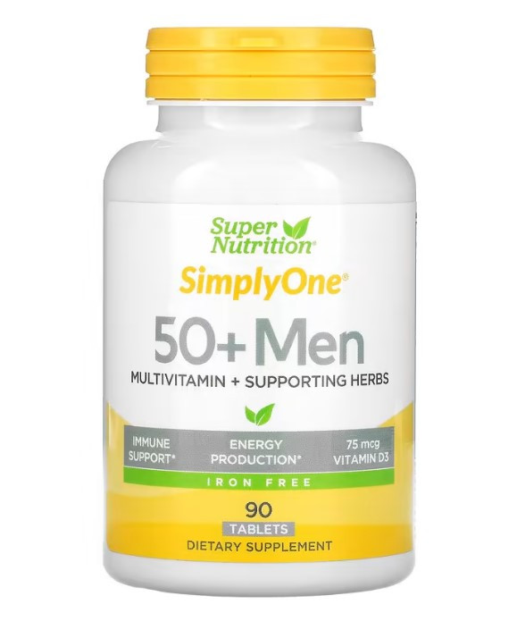 Вітаміни і трави для чоловіків старше 50 років без заліза SimplyOne Super Nutrition 90 таблеток