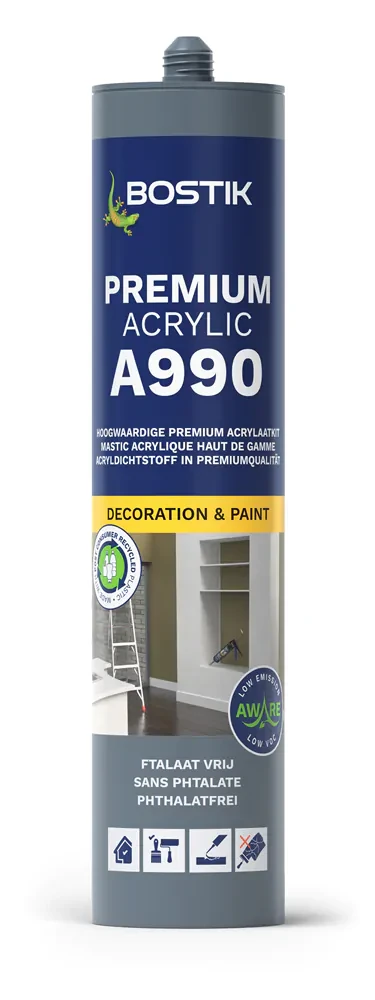 Білий акриловий герметик для внутрішніх робітBostik A990 Premium Acrylic 310ml